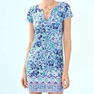 Lilly Pulitzer Sophielette Dress NWT Blue Print V Neck UPF 50+ Shift XXS